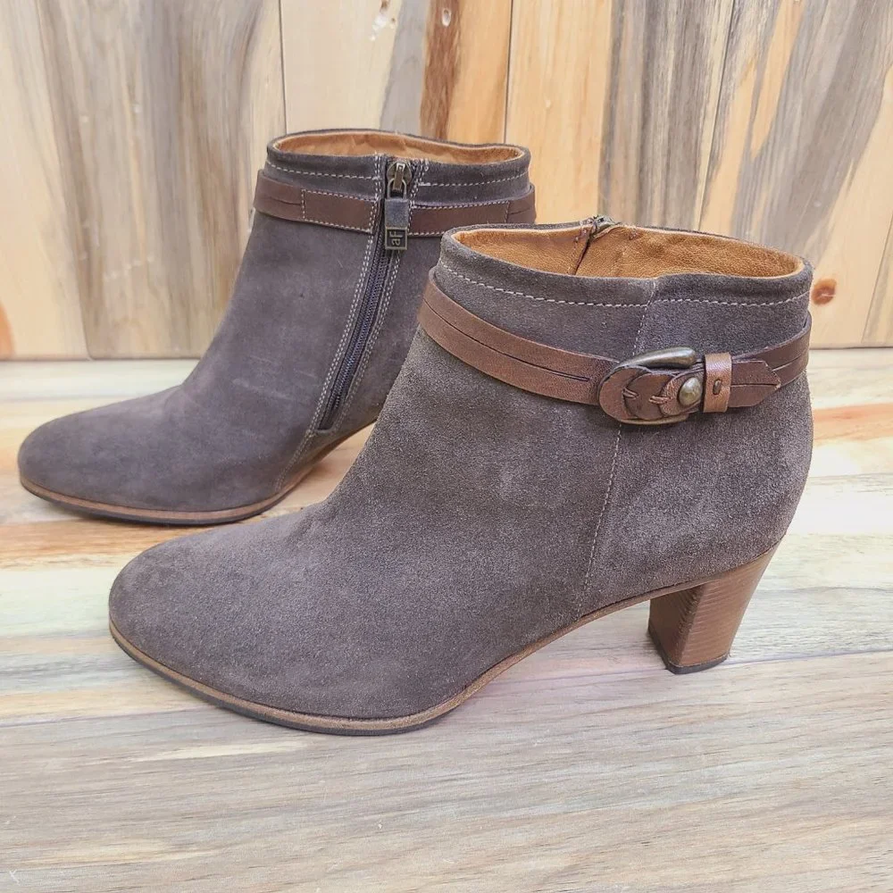 Alberto Fermani Ginosa Antracite Suede Ankle Booties 40.5/Size 9.5